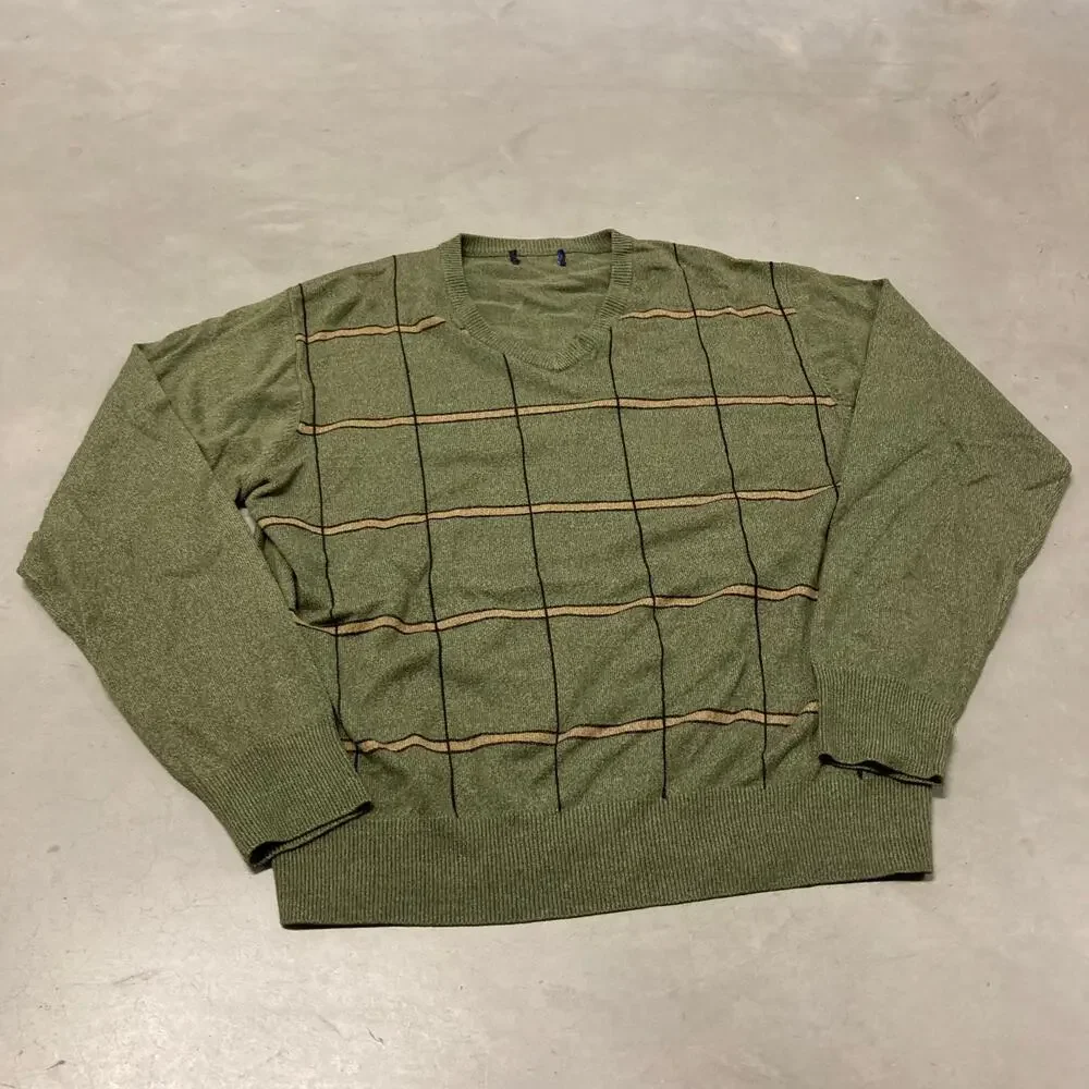 vintage y2k green patterned sweater